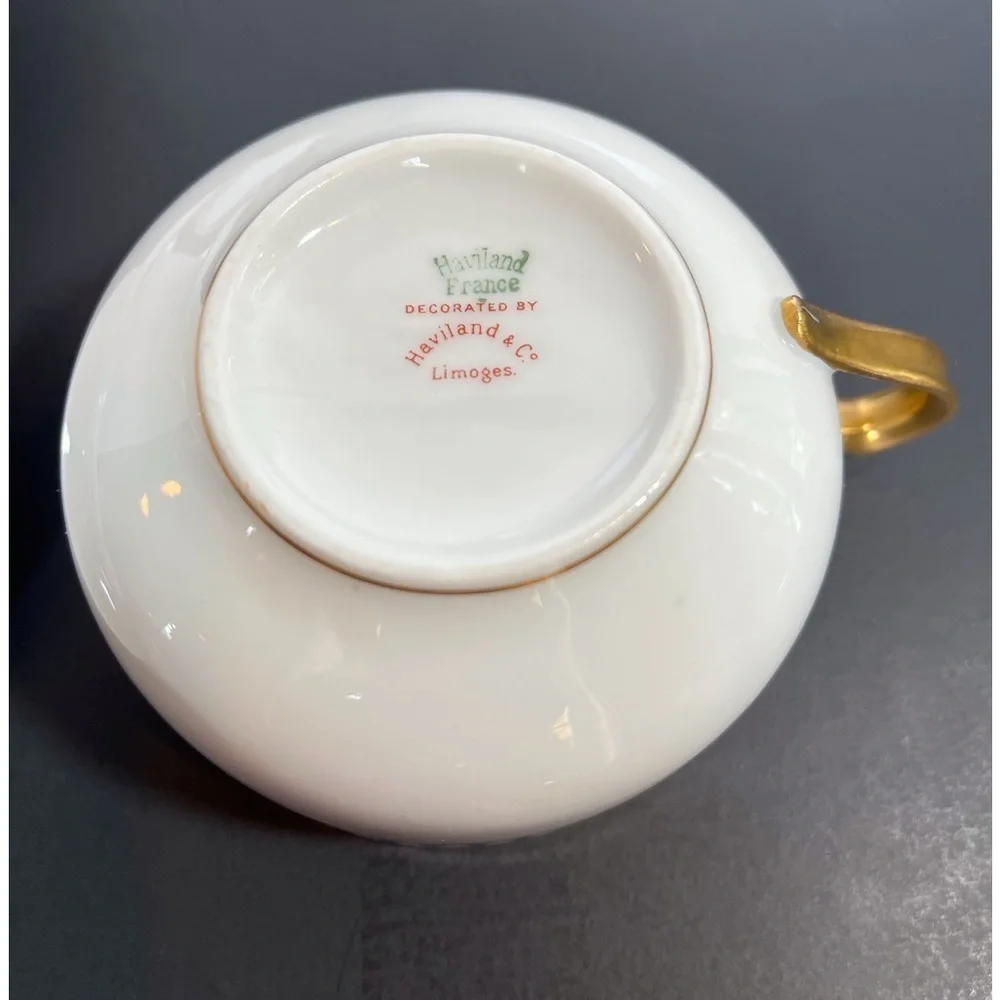 Haviland & Co. Limoges Luncheon Set White with Gold and Royal Blue Ivy Pattern - Picture 9 of 11